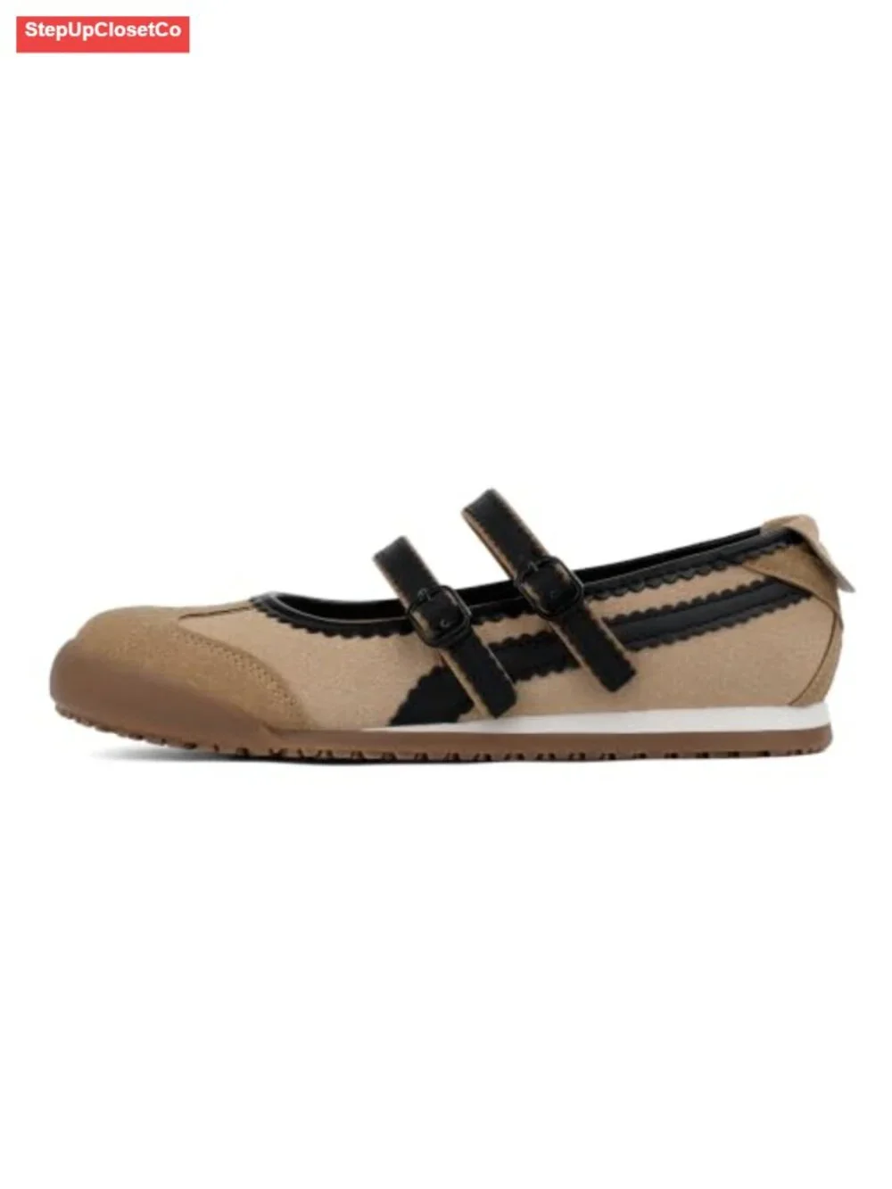 Mary Jane Fashion Sneakers Two Strap Rounded Toe Ballet Flats Women